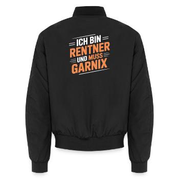 Ich bin Rentner – muss gar nix - Unisex Bomberjacke - Schwarz - Hinten - AI Model Male 185 light (185cm)