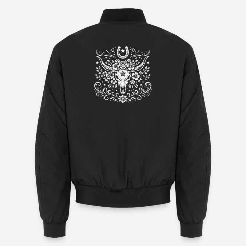 Crâne de buffle avec des fleurs Bomber unisexe