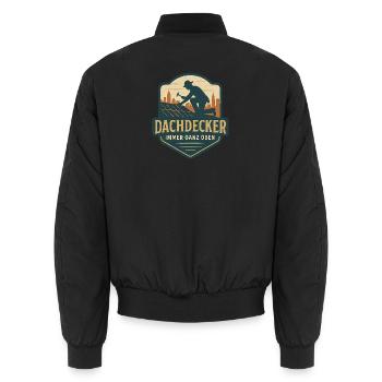 Dachdecker Logo - Ganz Oben - Unisex Bomberjacke - Schwarz - Hinten - AI Model Male 185 light (185cm)