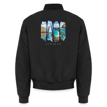 Curacao Urlaub Travel – Karibik Stadt & Meer - Unisex Bomberjacke - Schwarz - Hinten - AI Model Male 185 light (185cm)