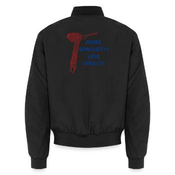lustiges Spaghetti-Design - Unisex Bomberjacke - Schwarz - Hinten - AI Model Male 185 light (185cm)