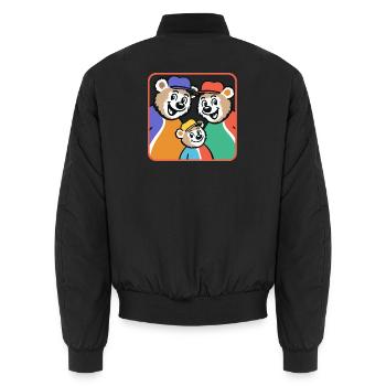 Bärenfamilie im bunten Cartoonstil - Unisex Bomberjacke - Schwarz - Hinten - AI Model Male 185 light (185cm)