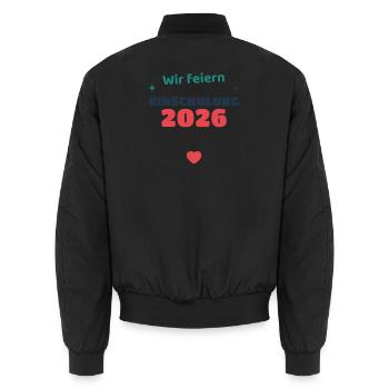 Einschulung 2026 Familie - Schulkind Geschenk Schu - Unisex Bomberjacke - Schwarz - Hinten - AI Model Male 185 light (185cm)