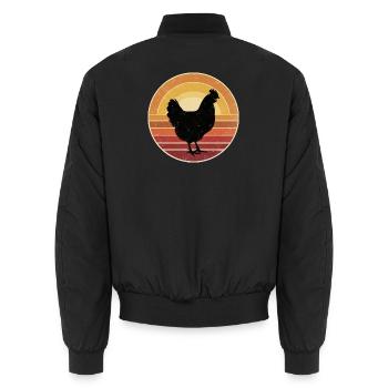 Retro Huhn Sunset Vintage - Unisex Bomberjacke - Schwarz - Hinten - AI Model Male 185 light (185cm)