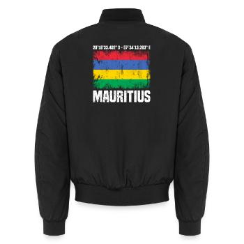 Mauritius Coordinates - Unisex Bomber Jacket - black - Back - AI Model Male 185 light (185cm)