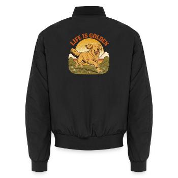 Life is golden with Golden Retriever - Unisex Bomber Jacket - black - Back - AI Model Male 185 light (185cm)