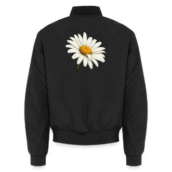 Weiße Margeritenblüte Natur Blumen Design  - Unisex Bomberjacke - Schwarz - Hinten - AI Model Male 185 light (185cm)