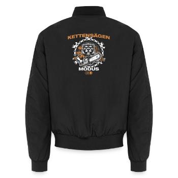 Kettensägen Holz machen Holzfäller Forstwirt - Unisex Bomberjacke - Schwarz - Hinten - AI Model Male 185 light (185cm)