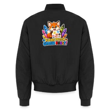 Comic Fuchs kleine Pfoten ganz grosse Kunst Motiv - Unisex Bomberjacke - Schwarz - Hinten - AI Model Male 185 light (185cm)
