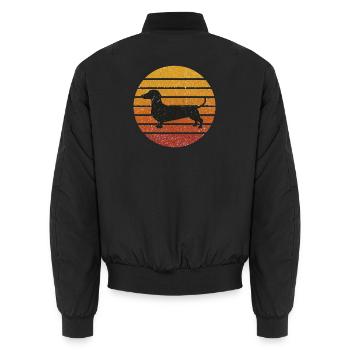 Dackel Silhouette Vintage Sunset - Unisex Bomberjacke - Schwarz - Hinten - AI Model Male 185 light (185cm)