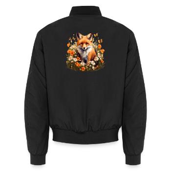 Natur - Herbstlich mit Fuchs Garten Design - Unisex Bomberjacke - Schwarz - Hinten - AI Model Male 185 light (185cm)