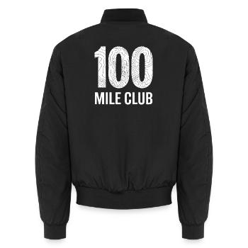 100 Mile Club Ultralauf Trailrunning 100M Ultra - Unisex Bomberjacke - Schwarz - Hinten - AI Model Male 185 light (185cm)