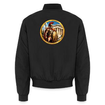 Spartanischer Krieger vor Tempel - Unisex Bomberjacke - Schwarz - Hinten - AI Model Male 185 light (185cm)