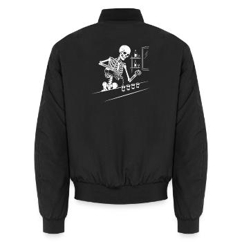 Skeleton Barkeeper Night Shots - Unisex Bomberjacke - Schwarz - Hinten - AI Model Male 185 light (185cm)