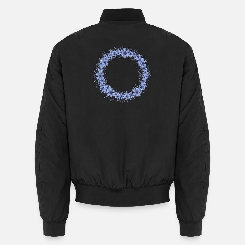 bright blue cornflower flower wreath Unisex Bomber Jacket
