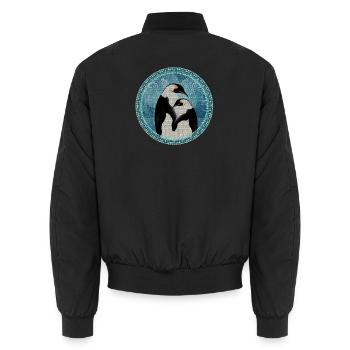 zwei zauberhafte Pinguine im Mosaik Stil - Unisex Bomberjacke - Schwarz - Hinten - AI Model Male 185 light (185cm)