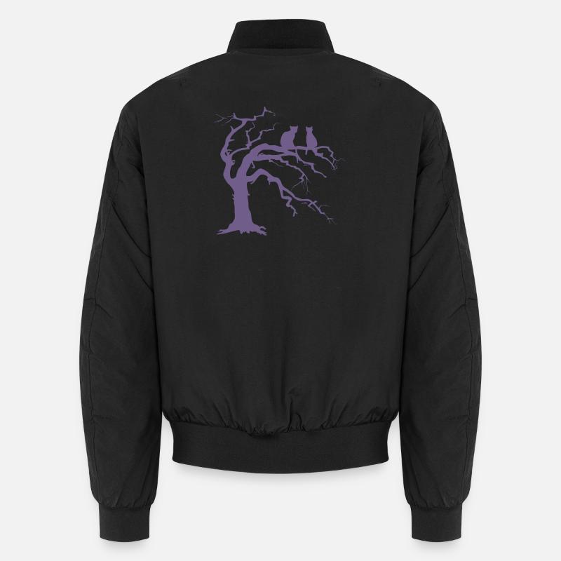 Toter baum mit 2 Katzen Silhouette Unisex Bomberjacke