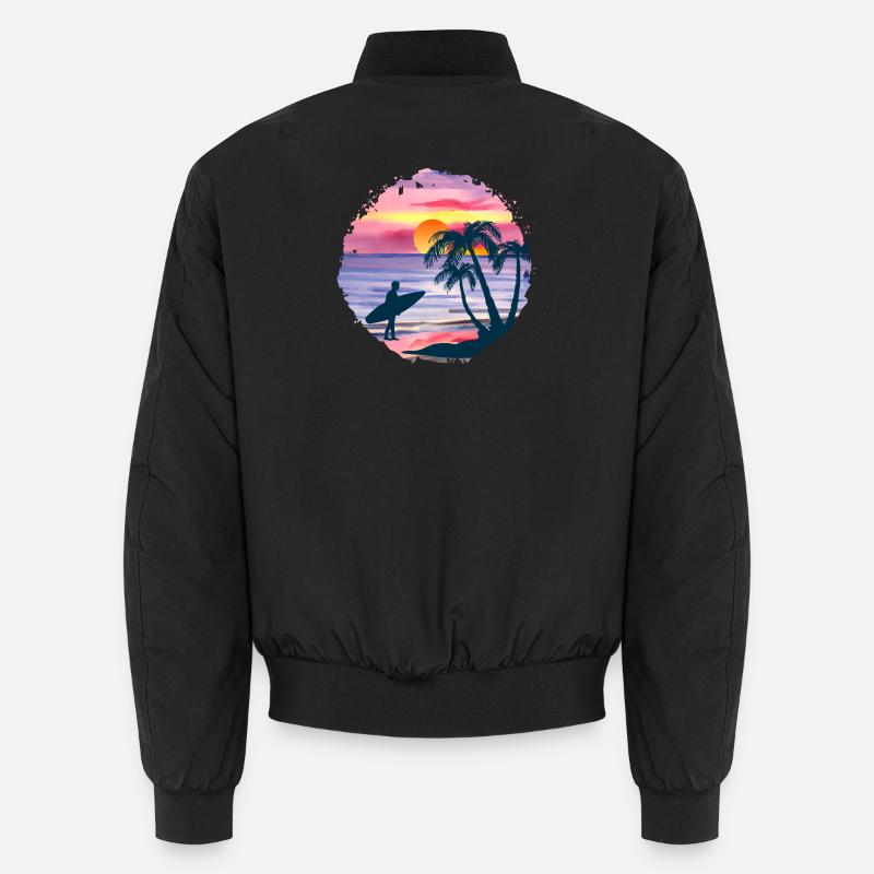 Summer Sunset Beach Watercolor Unisex Bomber Jacket