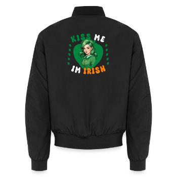 Kiss me, I'm Irish - Unisex Bomber Jacket - black - Back - AI Model Male 185 light (185cm)