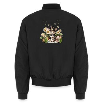 This cute Steampunk Easter Bunny is here - Unisex Bomber Jacket - black - Back - AI Model Male 185 light (185cm)
