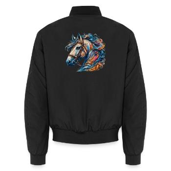 Horse - Unisex Bomber Jacket - black - Back - AI Model Male 185 light (185cm)