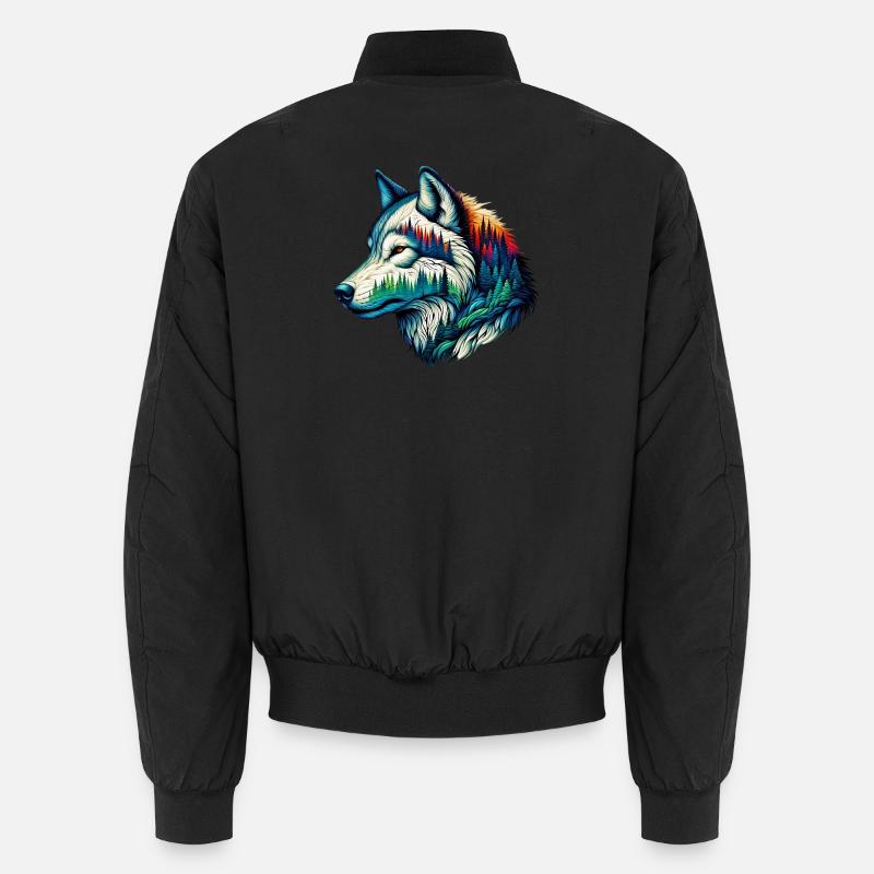 Wolf - Unisex Bomber Jacket - black