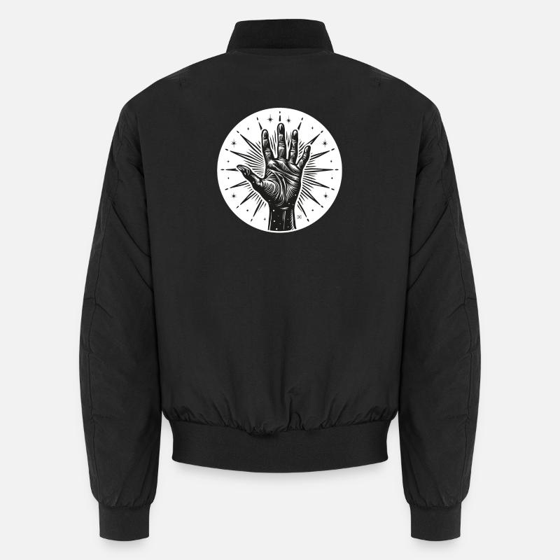Star Hand with Flashes - Unisex Bomber Jacket - black