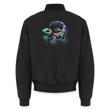 Gecko - Unisex Bomber Jacket - black - Back - AI Model Male 185 light (185cm)