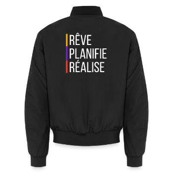 Motivational Quote - Unisex Bomber Jacket - black - Back - AI Model Male 185 light (185cm)