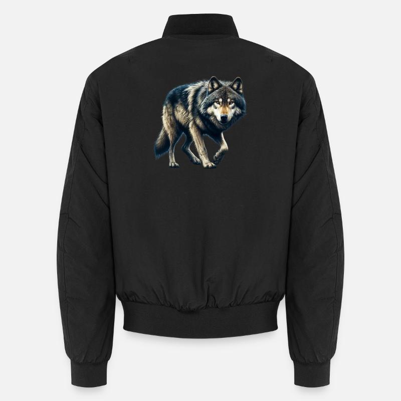 Wolf - Unisex Bomberjacke - Schwarz