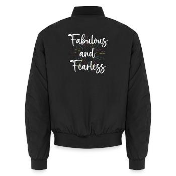 LGBTQ Pride Month - Fabulous and Fearless - Unisex Bomber Jacket - black - Back - AI Model Male 185 light (185cm)