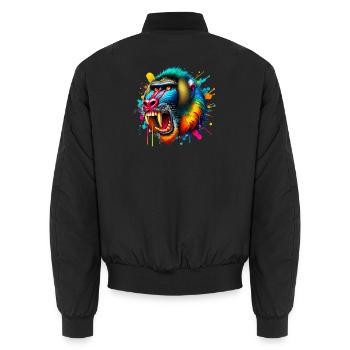 Mandrill Monkey - Unisex Bomber Jacket - black - Back - AI Model Male 185 light (185cm)