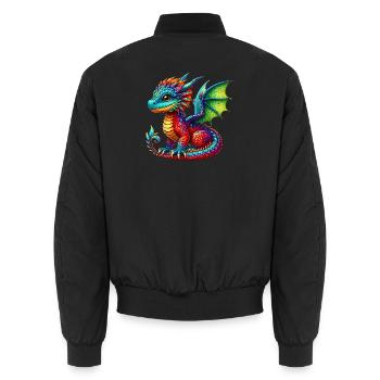 Dragon - Unisex Bomber Jacket - black - Back - AI Model Male 185 light (185cm)