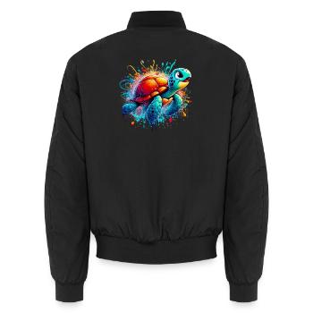 Turtle - Unisex Bomber Jacket - black - Back - AI Model Male 185 light (185cm)