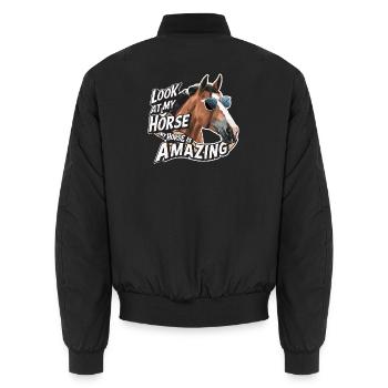 Look at My Horse – Lustiges Pferde Meme - Unisex Bomberjacke - Schwarz - Hinten - AI Model Male 185 light (185cm)
