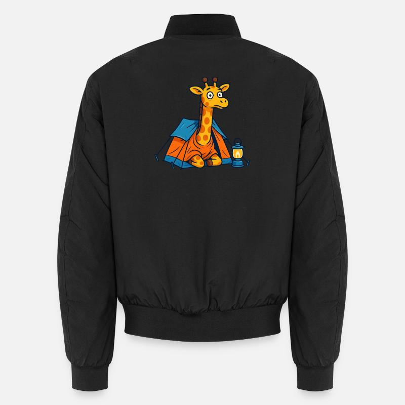 Cartoon Giraffe Camping Design Unisex Bomberjacke