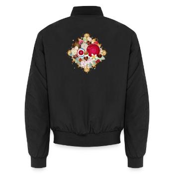 Chocolates in ornamental design with delicate flowers - Unisex Bomber Jacket - black - Back - AI Model Male 185 light (185cm)