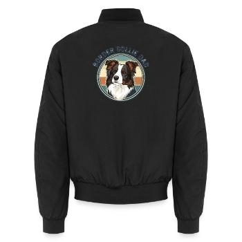 Border Collie Dad Retro Motiv für Hundeväter - Unisex Bomberjacke - Schwarz - Hinten - AI Model Male 185 light (185cm)