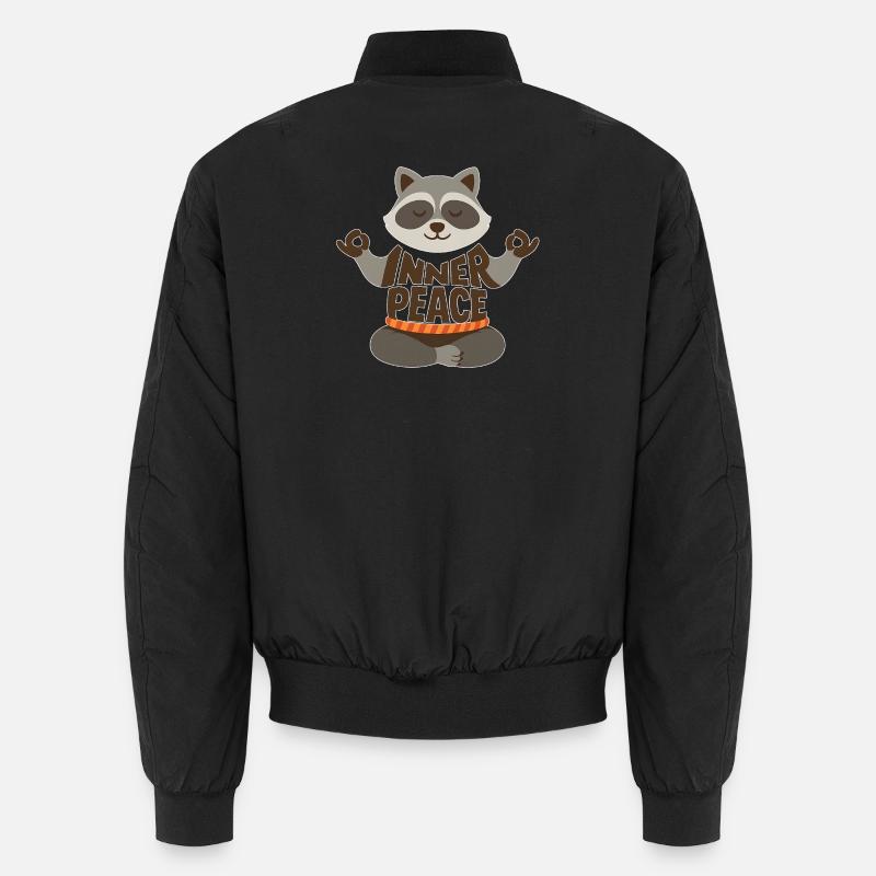 Waschbär Yoga Inner Peace meditierend - Unisex Bomberjacke - Schwarz
