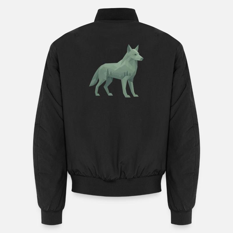 Geometric Wolf - Unisex Bomber Jacket - black
