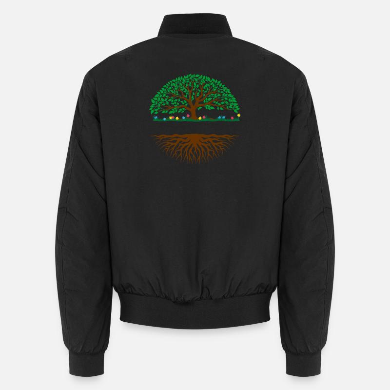 Arbre d’illustration couleur – tronc brun, feuille verte Bomber unisexe