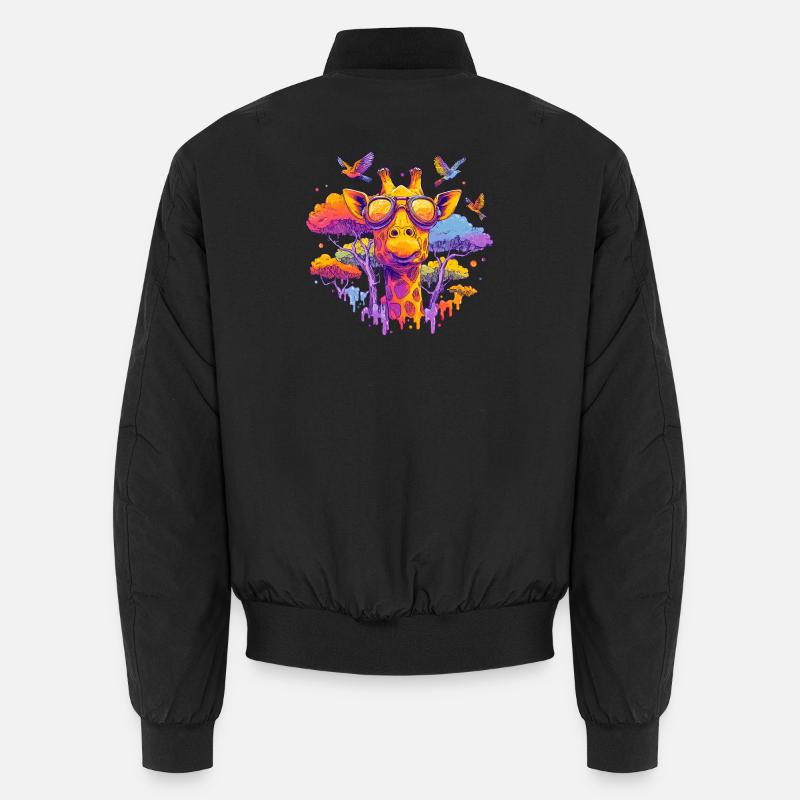 Farbenfrohe Giraffe mit Sonnenbrille Unisex Bomberjacke