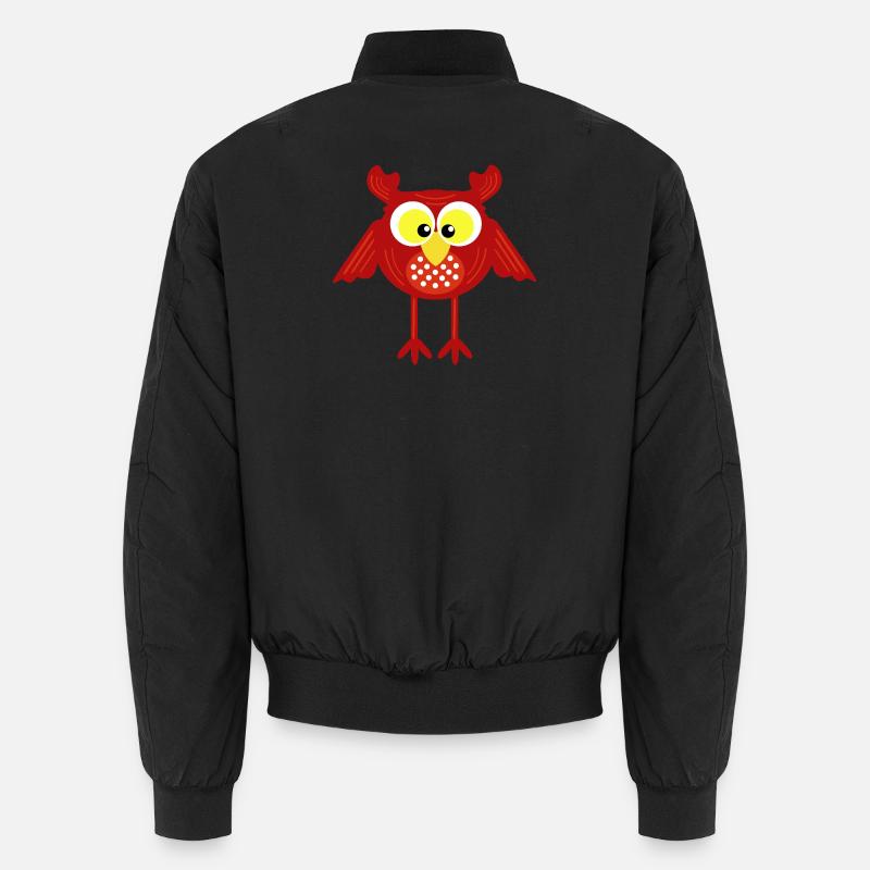 Rote Eule auf langen Beinen Unisex Bomberjacke