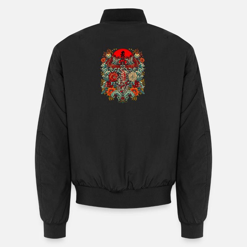Dragon and flowers around solar Unisex Bomber Jacket