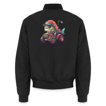 Piranha Fish Tractor Farmer - Unisex Bomber Jacket - black - Back - AI Model Male 185 light (185cm)
