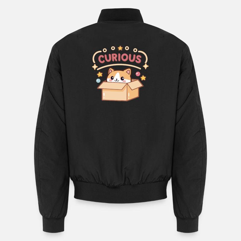 Curious Cat in Cute Cardboard Box Unisex Bomber Jacket