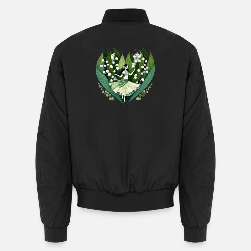 Lily Vale Dancer in Heart Bloom - Unisex Bomber Jacket - black