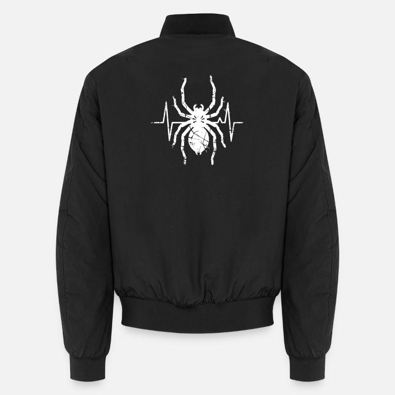 Tarantula Heartbeat ECG Grunge Vector - Unisex Bomber Jacket - black