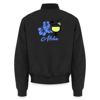 Boisson tropicale d’hibiscus à l’aloha - Bomber unisexe - noir - Dos - AI Model Male 185 light (185cm)