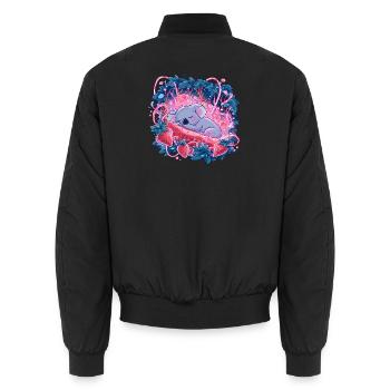 Schlafender Koala im Erdbeerleuchten - Unisex Bomberjacke - Schwarz - Hinten - AI Model Male 185 light (185cm)